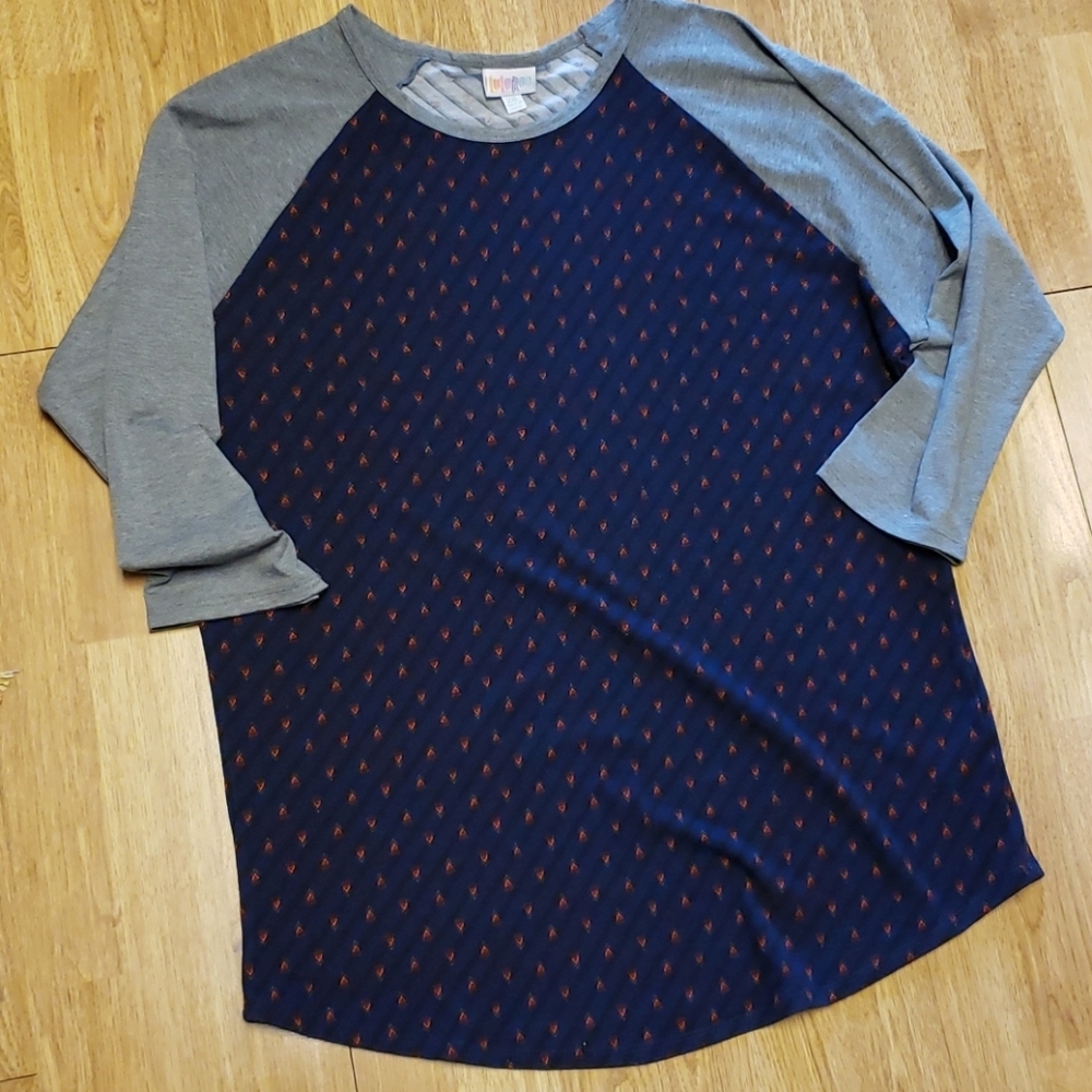 LulaRoe Randy raglan tee navy/gray 2XL